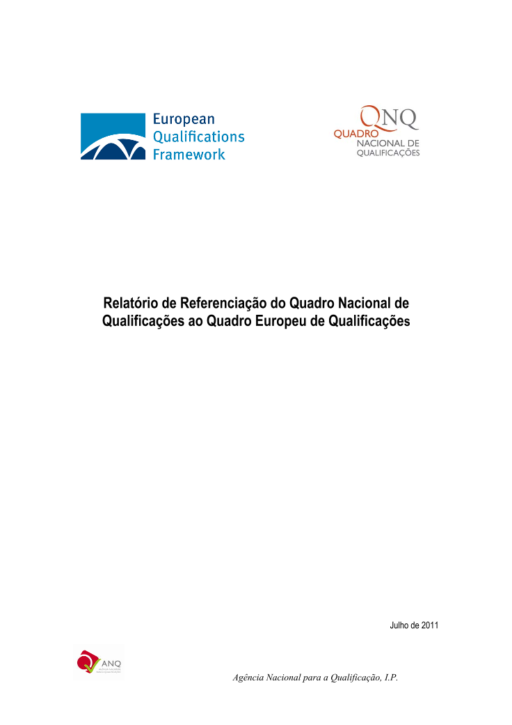 Relatório de Referenciação do Quadro Nacional de Qualificações ao Quadro Europeu de Qualificações