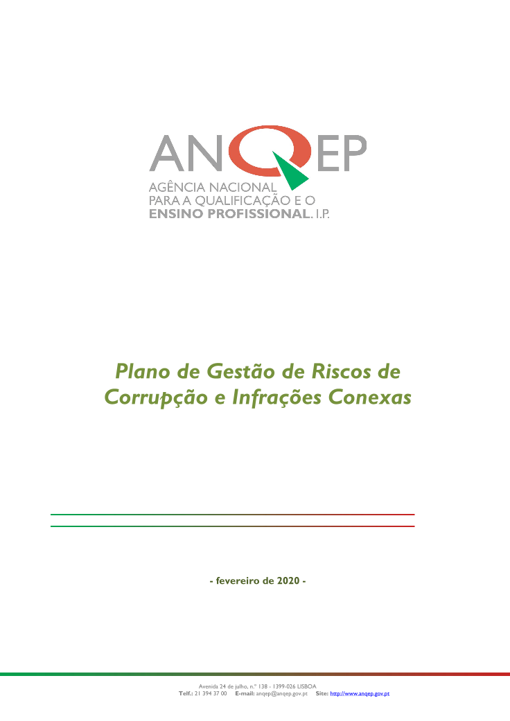 Plano de Gestão de Riscos de Corrupção e Infrações Conexas, incluindo monitorização - 2019